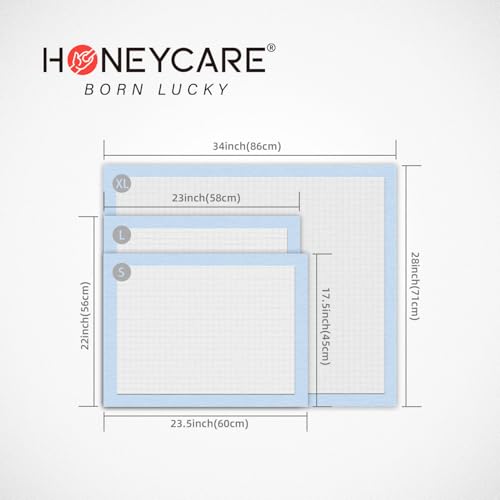 Honey Care All-Absorb, Small 17.5" x 23.5", 120 Count, Dog and Puppy Training Pads, Ultra Absorbent and Odor Eliminating, Leak-Proof 5-Layer Potty Training Pads with Quick-Dry Surface, Blue, A05
