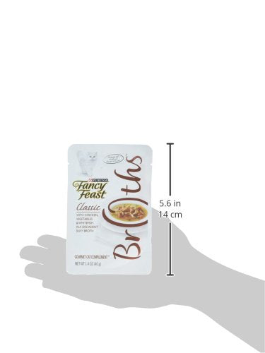Purina Fancy Feast Lickable Wet Cat Food Broth Topper Classic, Chicken, Vegetables and Whitefish - (Pack of 16) 1.4 oz. Pouches