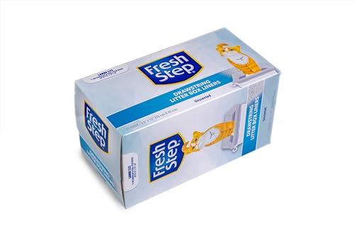 Fresh Step Drawstring Cat Litter Box Liners, Unscented, Size Large, 30" x 17" | Kitty Litter Bags - 15 Count - Cat Litter Liners for Rectangle or Oval Litterboxes