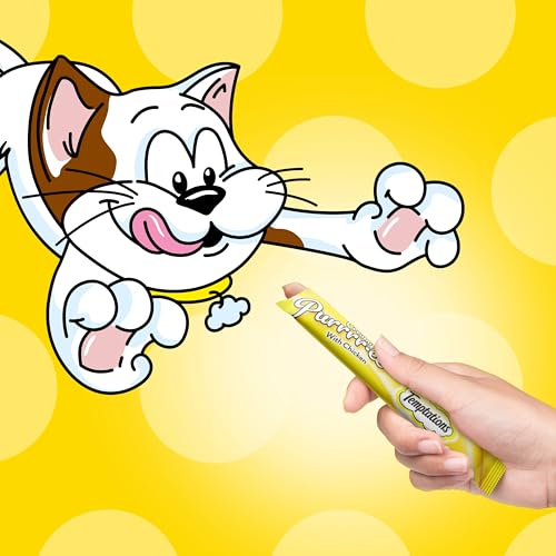 Temptations Creamy Puree with Chicken, Salmon, and Tuna Squeezable Lickable Wet Cat Treat Variety Pack, 0.42 oz. Tubes, 3 Packs of 24 (72 Total)