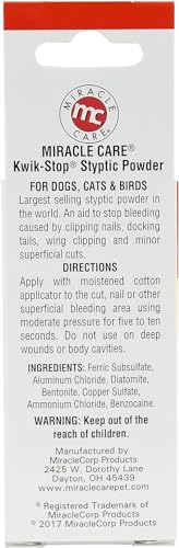 Miracle Care Kwik Stop Styptic Powder, Gel Swabs, Pads for All Your Pets - Dogs, Cats, and Birds; Fast-Acting Blood Stop 0.5 oz Powder, 3 Count Gel Swabs, 90 Count Pads