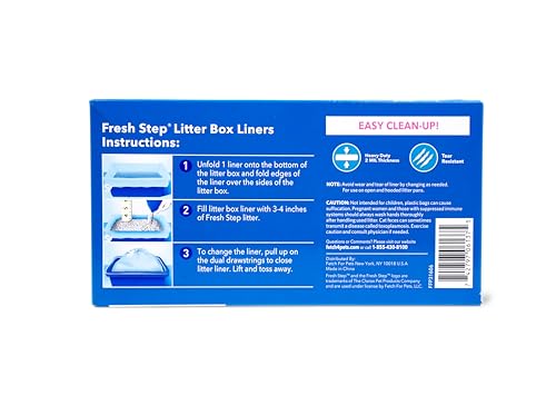 Fresh Step Drawstring Cat Litter Box Liners, Fresh Scent, Size Jumbo, 36" x 19" | Kitty Litter Bags - Cat Litter Liners for Rectangle or Oval Large Litterboxes, 15 Count - 12 Pack