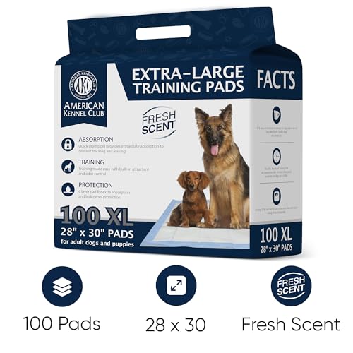 American Kennel Club Scented Puppy Training Pads with Ultra Absorbent Quick Dry Gel – 28 x 30 Pee Pads for Dogs - Fresh Scented - 100 Count