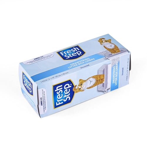 Fresh Step Drawstring Cat Litter Box Liners, Unscented, Jumbo Size, 36" x 19" - 7 Count | Kitty Litter Bags, Cat Litter Liners for All Cats to Keep Your Home Clean