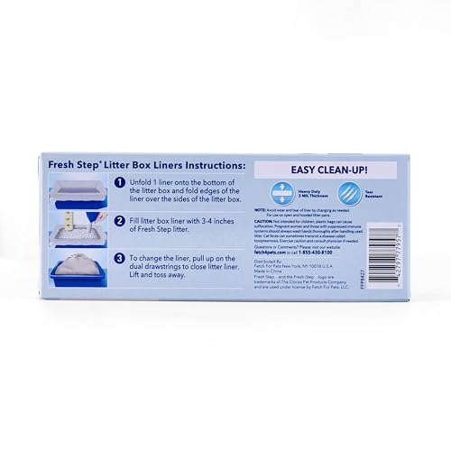Fresh Step Drawstring Cat Litter Box Liners, Unscented, Size Large, 30" x 17" - 7 Count | Kitty Litter Bags, Cat Litter Liners for All Cats to Keep Your Home Clean