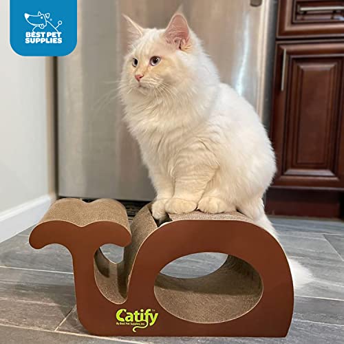 Best Pet Supplies Corrugated Cardboard Cat Scratcher Refill Pads, Lounger, and Fun Interactive Scratching Boards, Claw Safe, Durable, Natural Recycled Materials, Supports Active Play - Whale
