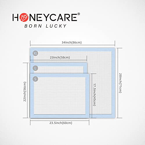 HONEY CARE All-Absorb Dog Pee Pads 22" x 23" (Pack of 14), Ultra Absorbent and Odor Eliminating Puppy Pads for Training, 5-Layer Leak-Proof Pee Pads with Quick-Dry Surface for Potty Training