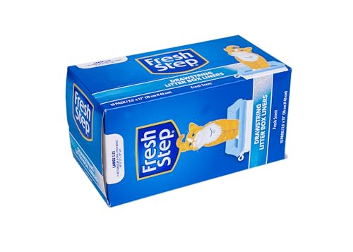 Fresh Step Drawstring Cat Litter Box Liners, Fresh Scent, Size Large, 30" x 17" | Kitty Litter Bags - 15 Count - Cat Litter Liners for Rectangle or Oval Litterboxes