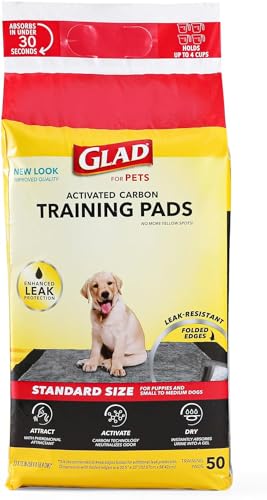 Glad for Pets Black Charcoal Puppy Pads - Super Absorbent Disposable Dog Pee Pads for Potty Training & Crate Training - 23" x 23" - 50 Count - 4 Pack