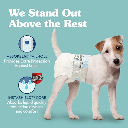 Simple Solution Disposable Dog Diapers for Female Dogs, True Fit, Absorbent, Leak Proof with Wetness Indicator, Puppy & Doggie Period Pad and Pee Diaper, For Small Pets, 12–19-Inch Waist, 30 Count