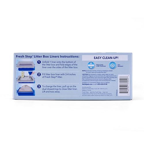 Fresh Step Drawstring Cat Litter Box Liners, Unscented, Jumbo Size, 36" x 19" - 7 Count | Kitty Litter Bags, Cat Litter Liners for All Cats to Keep Your Home Clean