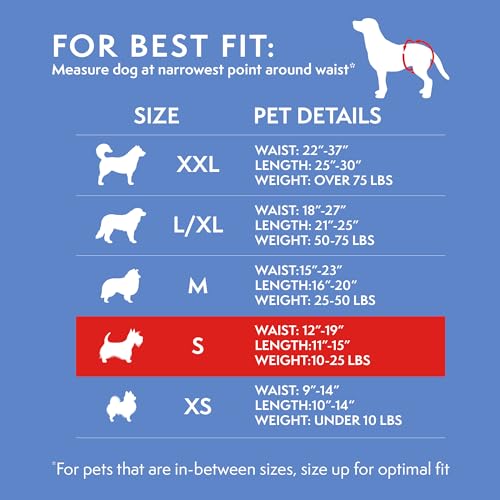 Simple Solution Disposable Dog Diapers for Female Dogs, True Fit, Absorbent, Leak Proof with Wetness Indicator, Puppy & Doggie Period Pad and Pee Diaper, For Small Pets, 12–19-Inch Waist, 30 Count