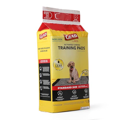 Glad for Pets Black Charcoal Puppy Pads - Super Absorbent Disposable Dog Pee Pad, Potty Training, Dog Crate and Indoor Use 23" x 23" - 30 Count - 6 Pack