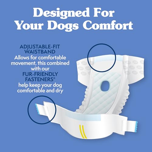 Simple Solution Disposable Dog Diapers for Female Dogs, True Fit, Absorbent, Leak Proof with Wetness Indicator, XL Puppy & Doggie Period Pad and Pee Diaper, for Large Pets, 18-27 Inch Waist, 12 Count