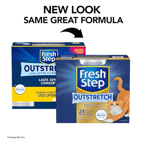Fresh Step Outstretch Advanced Long Lasting Clumping Litter with Febreze Freshness, Activated Charcoal Litter Lasts 50% Longer, 32 lbs. (2 x 16 lb. Box)