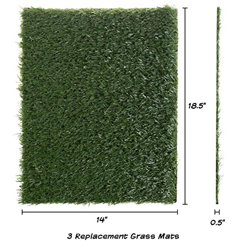 Pee Pads for Dogs - Set of Three 18.5x14-Inch Replacement Turf Grass Mats for Potty Training - Dog Housebreaking Supplies for Small Pets by PETMAKER