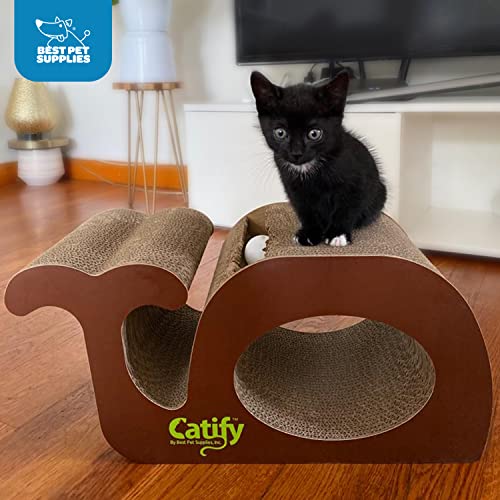 Best Pet Supplies Corrugated Cardboard Cat Scratcher Refill Pads, Lounger, and Fun Interactive Scratching Boards, Claw Safe, Durable, Natural Recycled Materials, Supports Active Play - Whale