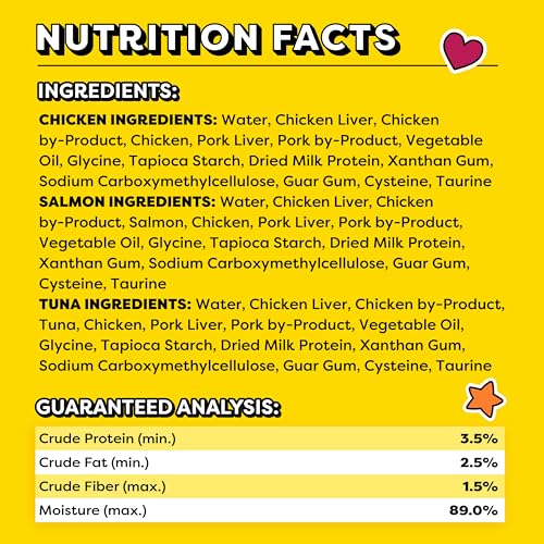 Temptations Creamy Puree with Chicken, Salmon, and Tuna Squeezable Lickable Wet Cat Treat Variety Pack, 0.42 oz. Tubes, 3 Packs of 24 (72 Total)