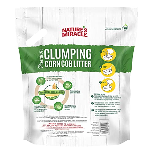 Nature’s Miracle Premium Clumping Corn Cob Litter, 10 Pounds, Made With Real Corn Cob For Fast-Clumping Litter For Multi-Cat Households