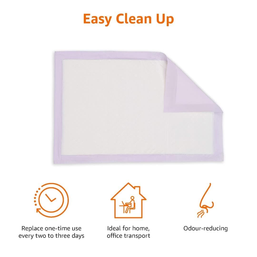 Amazon Basics Cat Litters Pee Pads, 40 Count, Universal Fit for Litter Box, Odor Control, Unscented, Purple