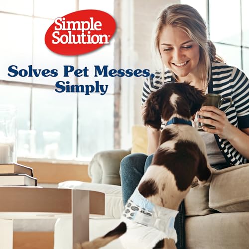 Simple Solution Disposable Dog Diapers for Female Dogs, True Fit, Absorbent, Leak Proof with Wetness Indicator, Puppy & Doggie Period Pad and Pee Diaper, For Small Pets, 12–19-Inch Waist, 30 Count