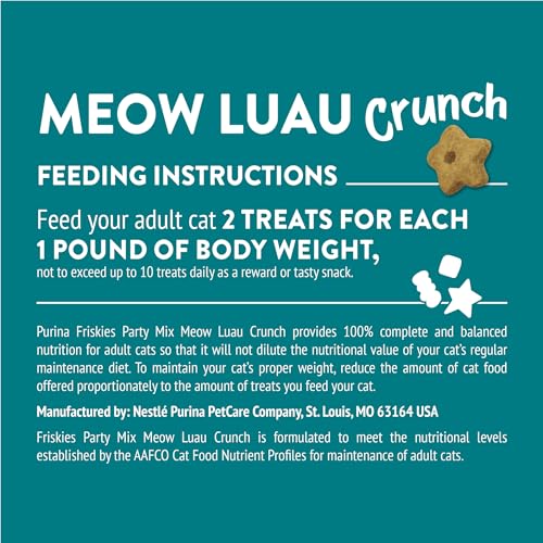 Purina Friskies Cat Treats, Party Mix Meow Luau Crunch - (Pack of 6) 6 oz. Pouches