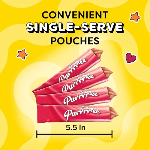 Temptations Creamy Puree with Beef Liver Lickable Cat Treats, 0.42 oz Pouches, 4 Count (Pack of 11) - Total 44 Count