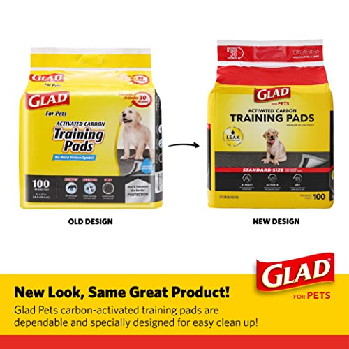 Glad for Pets Black Charcoal Puppy Pads | Puppy Potty Training Pads That Absorb & NEUTRALIZE Urine Instantly | New & Improved Quality, 100 Count(2-Pack)