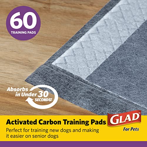 Glad for Pets JUMBO-SIZE Charcoal Puppy Pads, All-in-One | Black Training Pads That ABSORB & Neutralize Urine Instantly | New & Improved Quality Puppy Pee Pads, 30 Count - 2 Pack