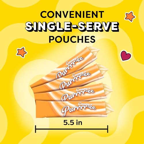 Temptations Creamy Puree with Beef Liver and Cheese, Variety Pack of Lickable, Squeezable Cat Treats, 0.42 oz Pouches, 24 Count
