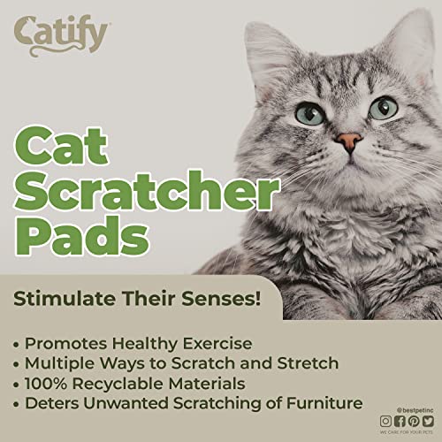Best Pet Supplies Corrugated Cardboard Cat Scratcher Pads, Lounger, and Fun Interactive Scratching Boards, Claw Safe, Durable, Natural Recycled Materials, Supports Active Play - Narrow 4 Pack