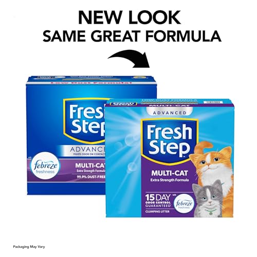 Fresh Step Advanced Multi Cat Clumping Litter with Febreze Freshness, Fresh Step Clumping Cat Litter Extra Strength Formula, 37 lbs. (2 x 18.5 lb. Box)