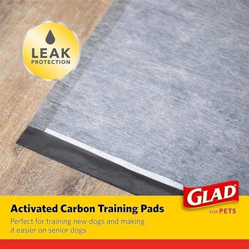 Glad for Pets Black Charcoal Puppy Pads - Super Absorbent Disposable Dog Pee Pads for Potty Training & Crate Training - 23" x 23" - 50 Count - 4 Pack