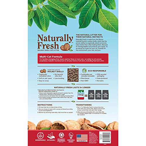 Naturally Fresh Cat Litter Made From Walnut Shells, Unscented, Multi-Cat, Upcycled, Low Dust, Sustainable, 26 Lbs