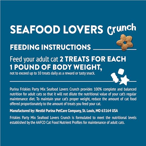 Purina Friskies Cat Treats, Party Mix Seafood Lovers Crunch - (Pack of 6) 6 oz. Pouches