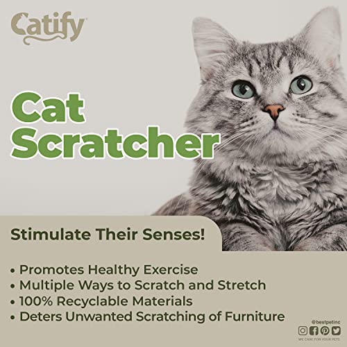 Best Pet Supplies Corrugated Cardboard Cat Scratcher Refill Pads, Lounger, and Fun Interactive Scratching Boards, Claw Safe, Durable, Natural Recycled Materials, Supports Active Play - Cat-Shape