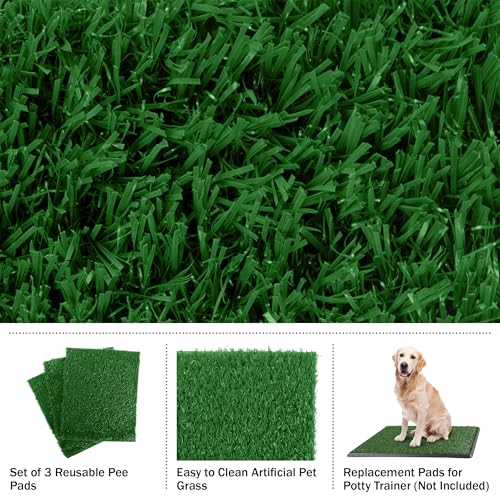 Pee Pads for Dogs - Set of Three 30x20-Inch Replacement Turf Grass Mats for Potty Training - Dog Housebreaking Supplies for Medium Pets by PETMAKER