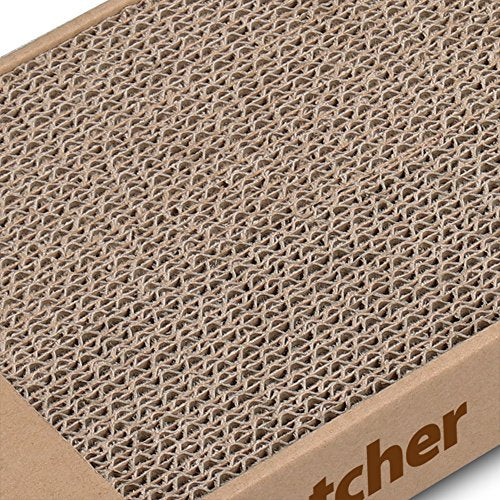Best Pet Supplies Corrugated Cardboard Cat Scratcher Pads, Lounger, and Fun Interactive Scratching Boards, Claw Safe, Durable, Natural Recycled Materials, Supports Active Play - Narrow 4 Pack