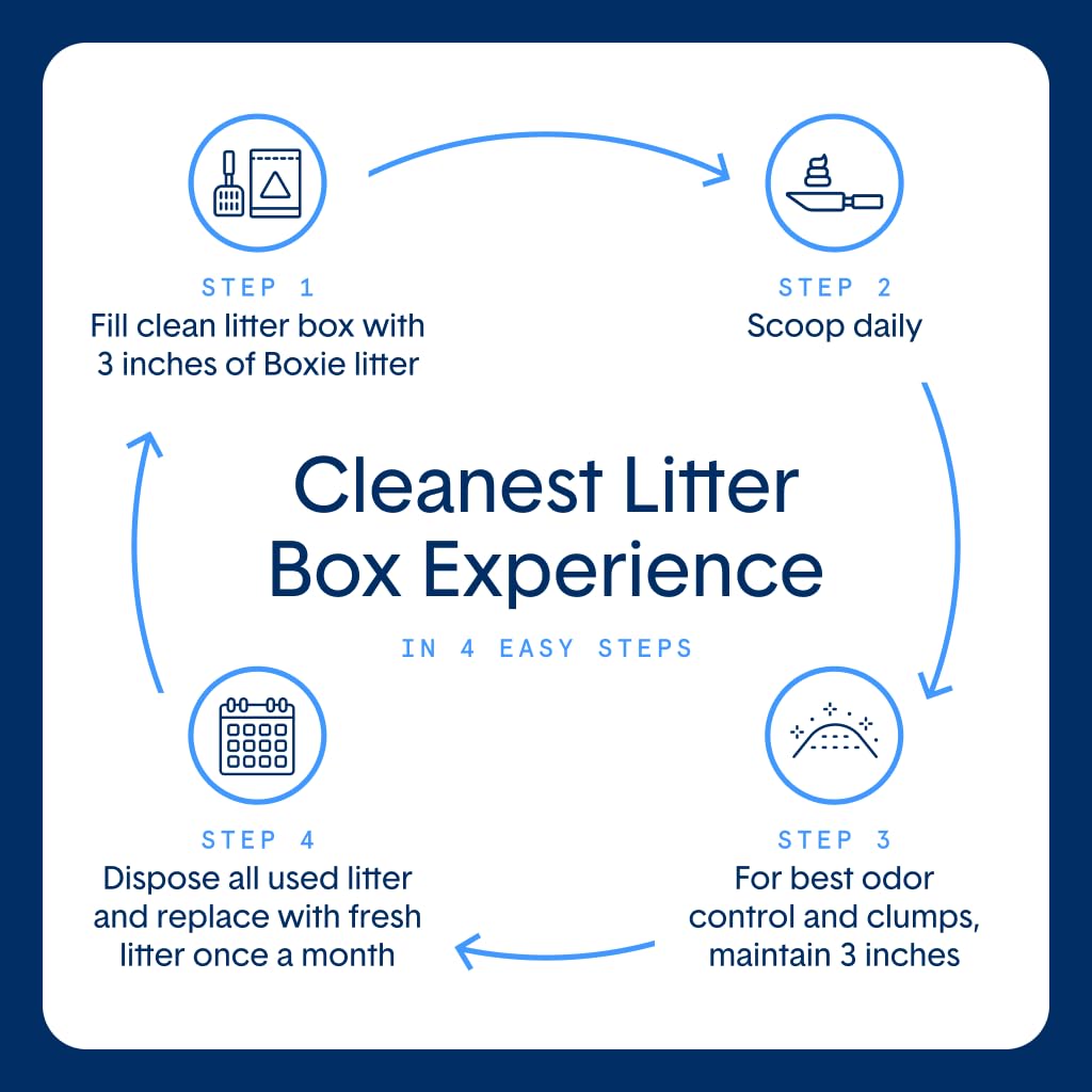 Boxie Unscented Clumping Clay Cat Litter, 28lb, 30-Day Odor Control, Dust-Free, Easy Scoop