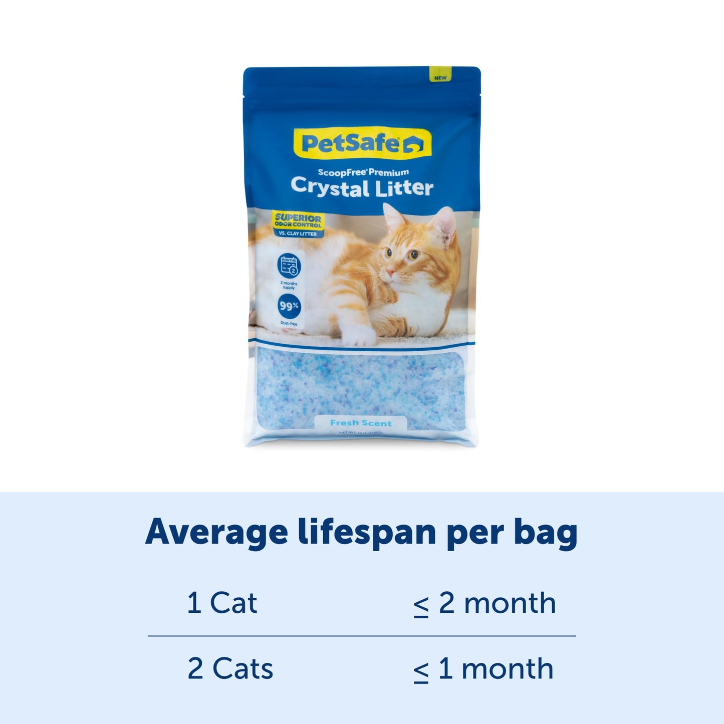 PetSafe ScoopFree Odor Control Crystal Cat Litter, Fresh Scent, 8 Lb Bag, Pack of 3