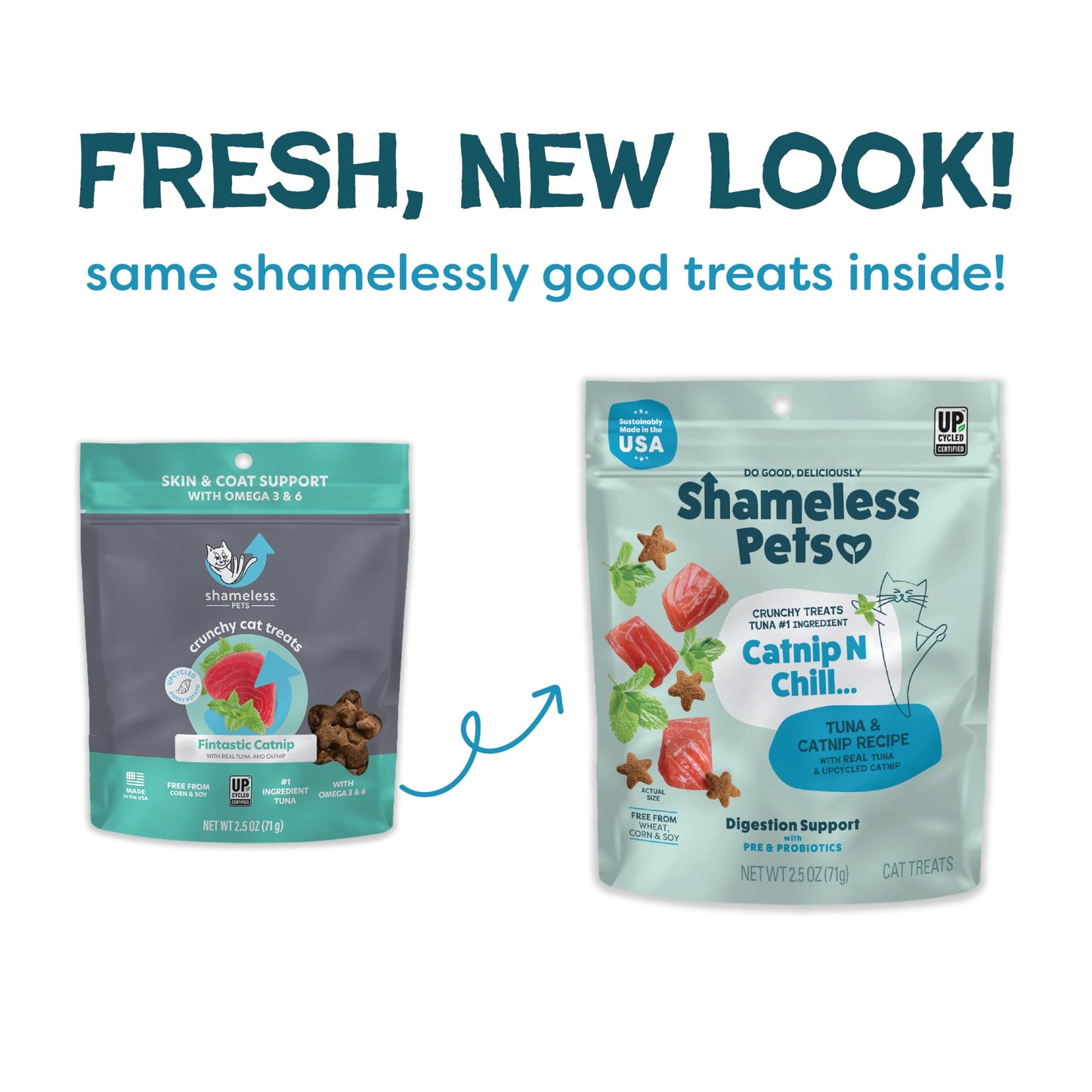 Shameless Pets Crunchy Cat Treats - Catnip Treats for Cats with Digestive Support, Kitten Treats with Real Ingredients, Natural & Healthy Flavored Feline Snacks - Fintastic Catnip, 1-Pk