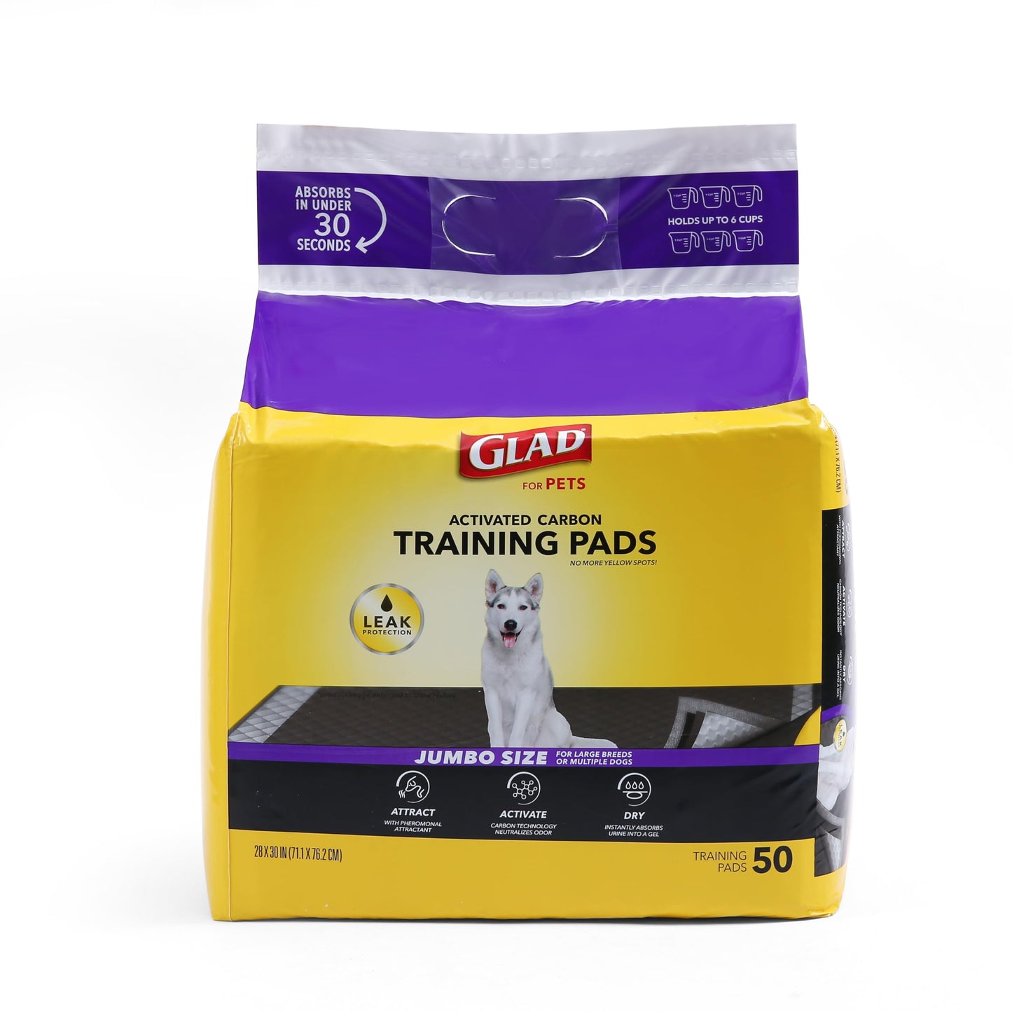Glad for Pets JUMBO-SIZE/XL Charcoal Puppy Pads, All-in-One | Black Training Pads That ABSORB & Neutralize Urine Instantly | New & Improved Quality, 50 Count - 4 Pack