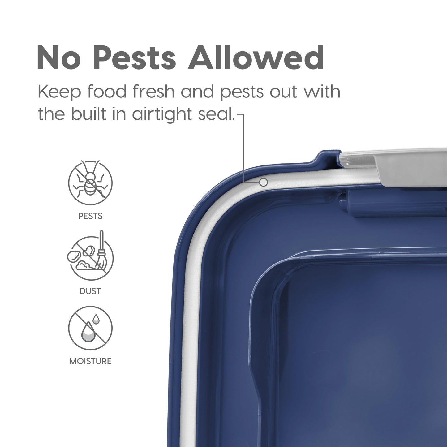 IRIS USA Dog Food Storage Container, 30 lbs & 11 lbs Combo, Cat Food Storage Container, Dog Treat Container, Airtight, Stackable, 2-Cup Scoop, Wheels, Easy Mobility, Navy