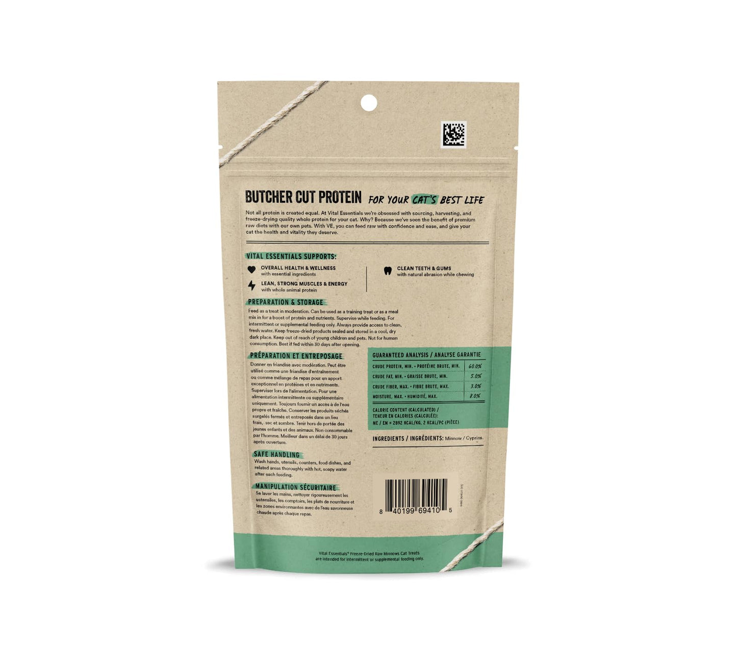 Vital Essentials Freeze Dried Raw Single Ingredient Cat Treats, Minnows, 1 oz (Package may vary)