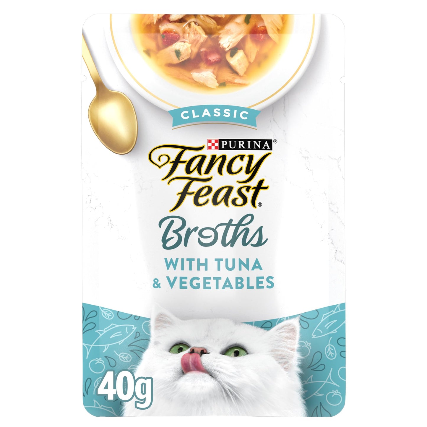Purina Fancy Feast Lickable Wet Cat Food Broth Topper Classic Complement Tuna and Vegetable - (Pack of 16) 1.4 oz. Pouches