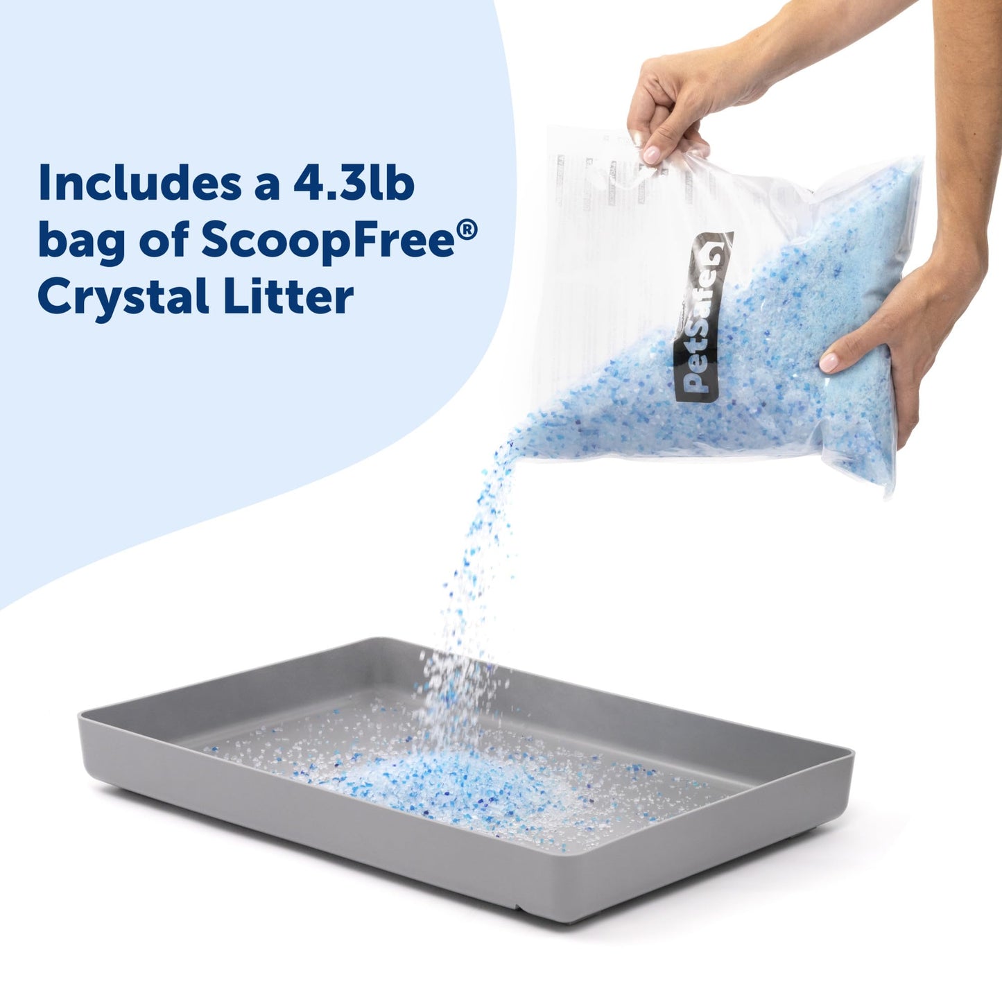 Official PetSafe ScoopFree Crystal Reusable Tray for Cat Litter Boxes - Includes 4.3 lb of Premium Blue Non Clumping Crystal Litter - Compatible with All PetSafe ScoopFree Automatic Litter Boxes