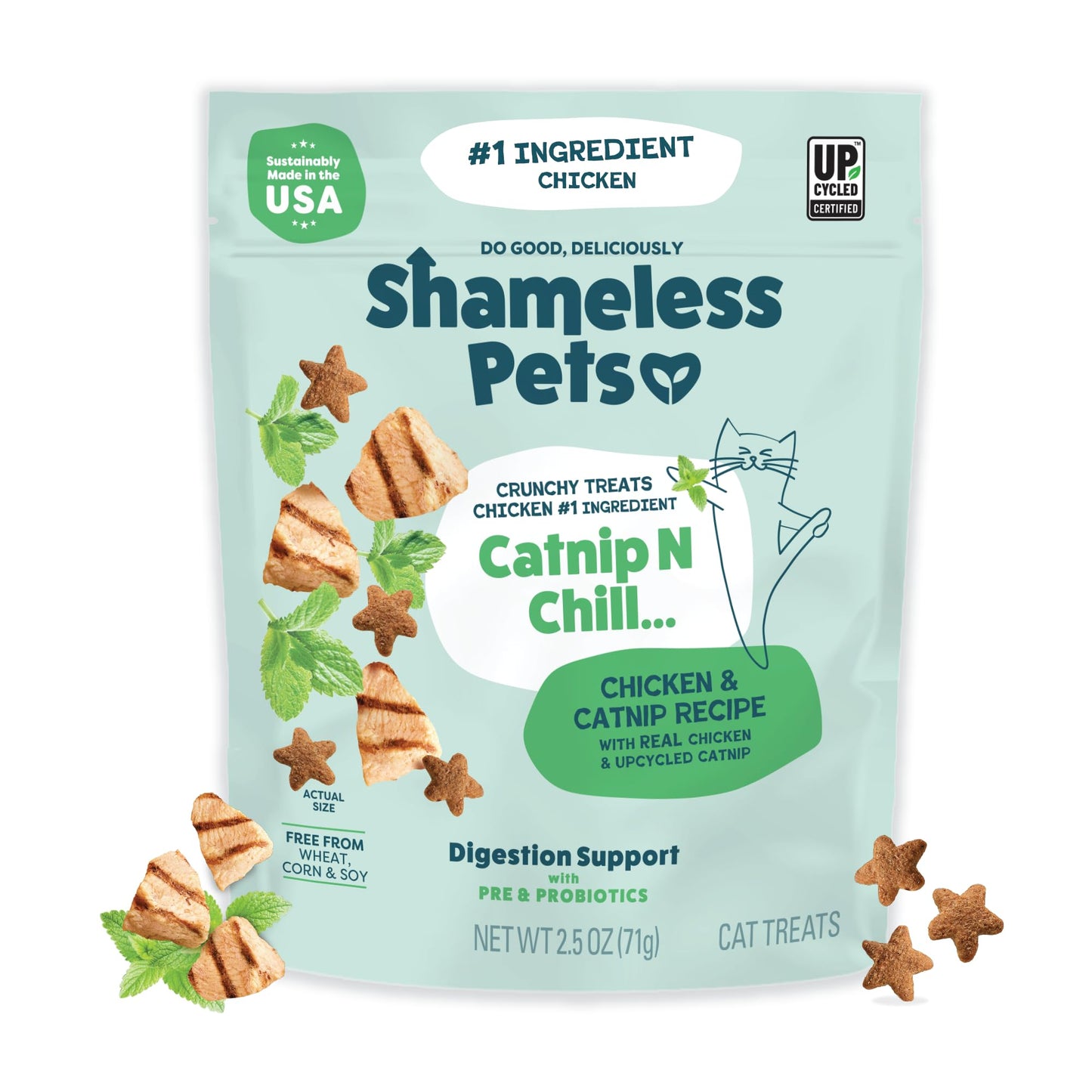 Shameless Pets Digestive Health Catnip Chicken Crunchy Cat Treats