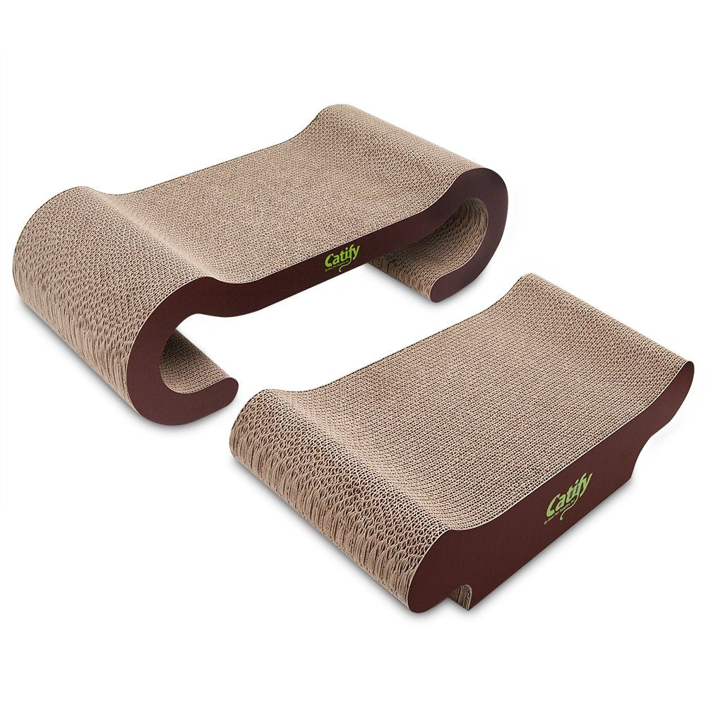 Best Pet Supplies Corrugated Cardboard Cat Scratcher Refill Pads, Lounger, and Fun Interactive Scratching Boards, Claw Safe, Durable, Natural Recycled Materials, Supports Active Play - Lounger I