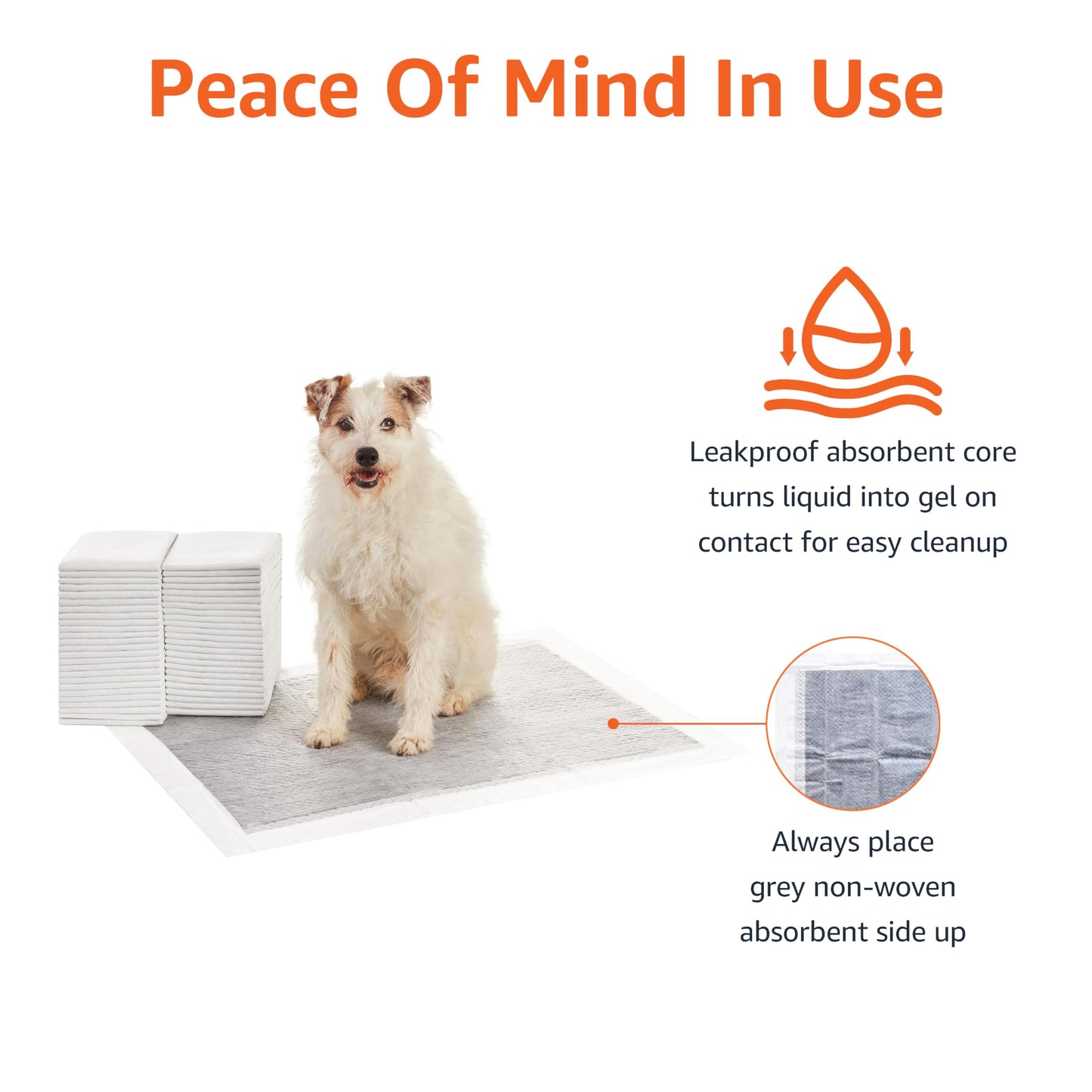 Amazon Basics XL Dog & Puppy Pee Pads (50 Pack) - Leak-Proof, Odor Control
