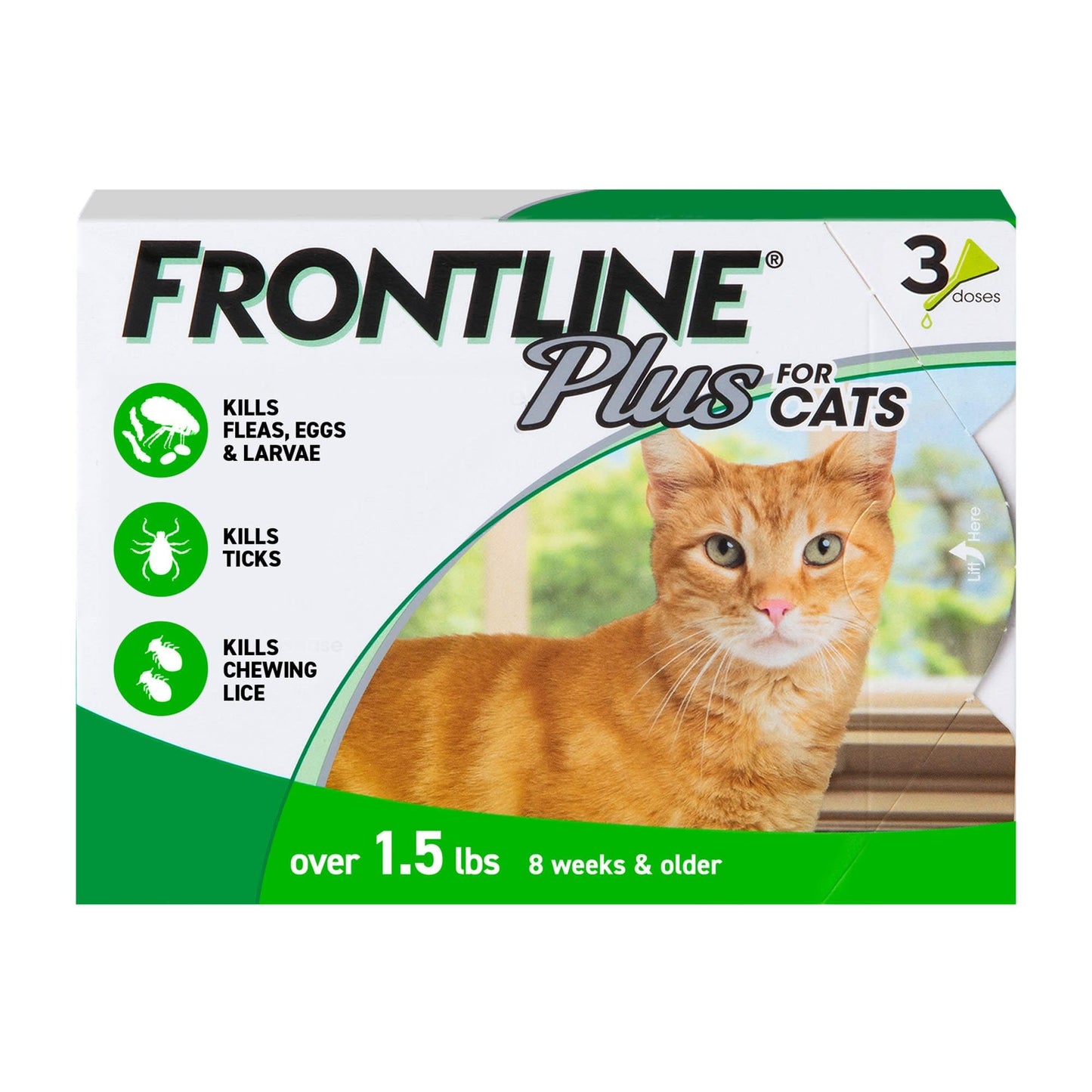 FRONTLINE Plus Flea and Tick Treatment for Cats Over 1.5 lbs., 3 Treatments